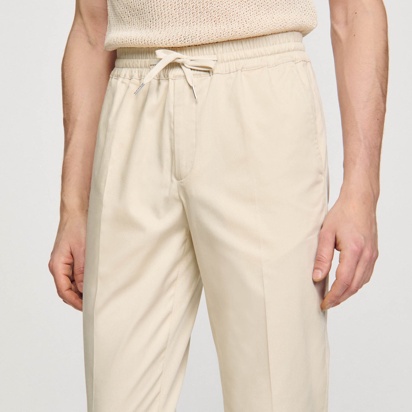 Sandro Elasticated straight-leg trousers Light Beige