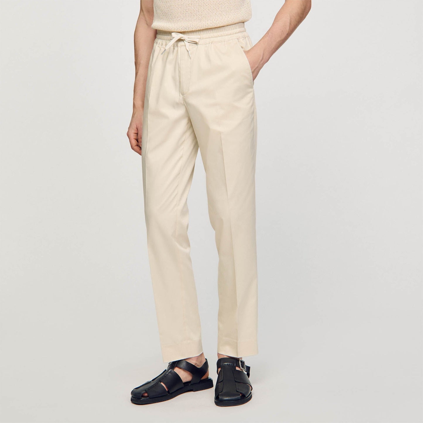 Sandro Elasticated straight-leg trousers Light Beige