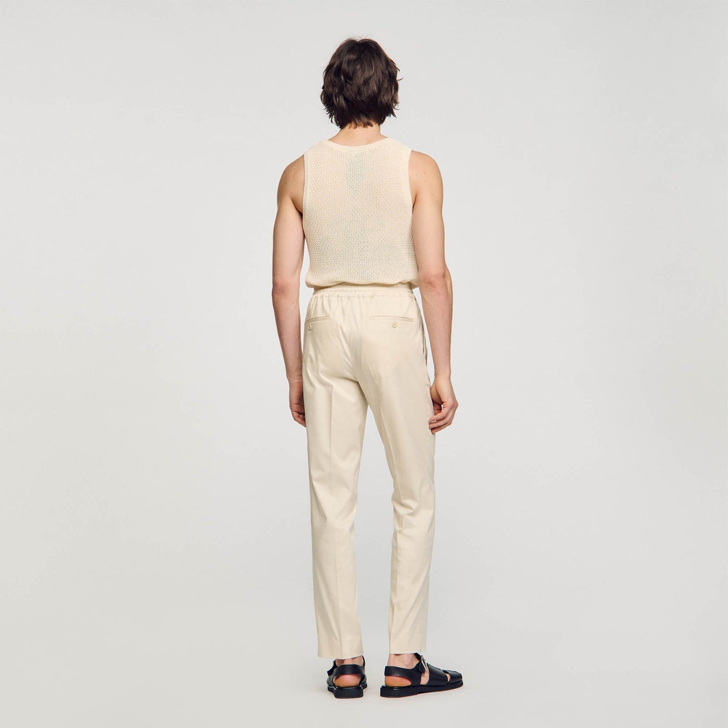 Sandro Elasticated straight-leg trousers Light Beige