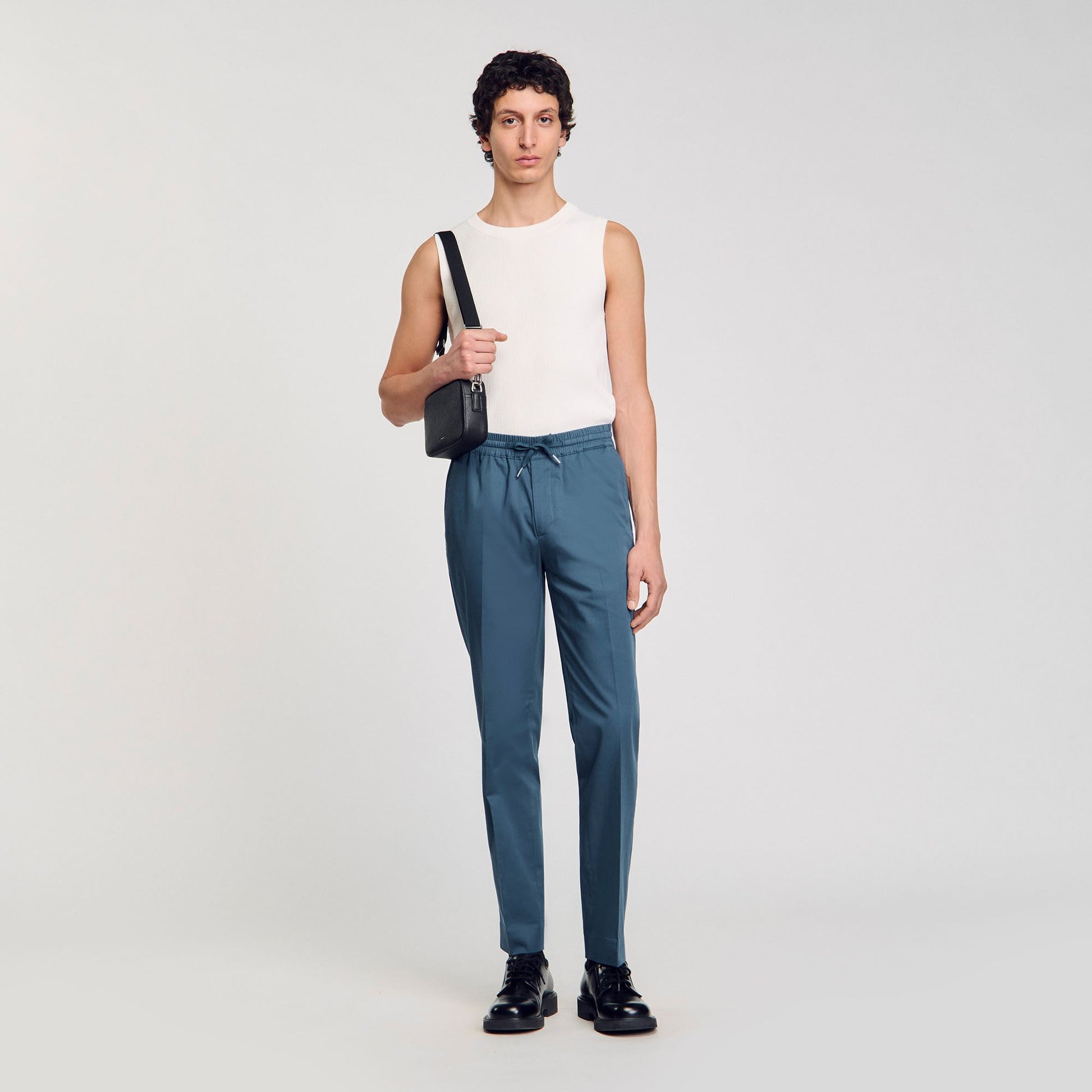 Sandro Elasticated straight-leg trousers Thunderstorm Blue