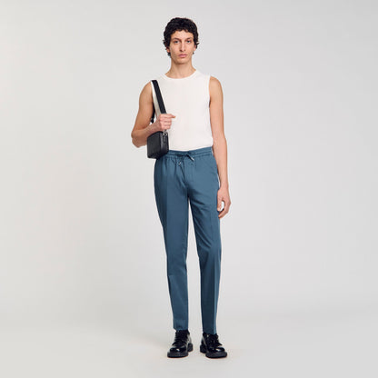 Sandro Elasticated straight-leg trousers Thunderstorm Blue