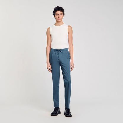 Sandro Elasticated straight-leg trousers Thunderstorm Blue