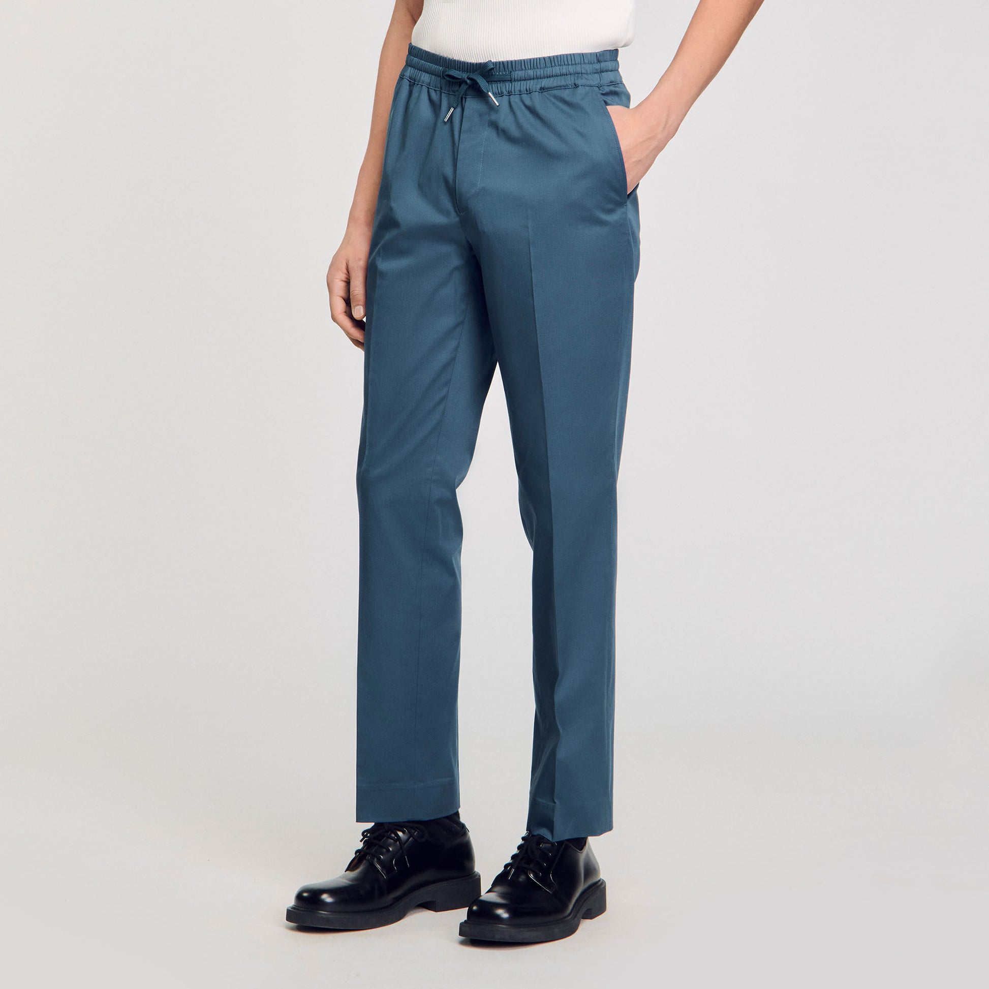 Sandro Elasticated straight-leg trousers Thunderstorm Blue