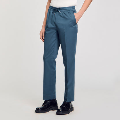 Sandro Elasticated straight-leg trousers Thunderstorm Blue