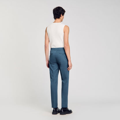 Sandro Elasticated straight-leg trousers Thunderstorm Blue