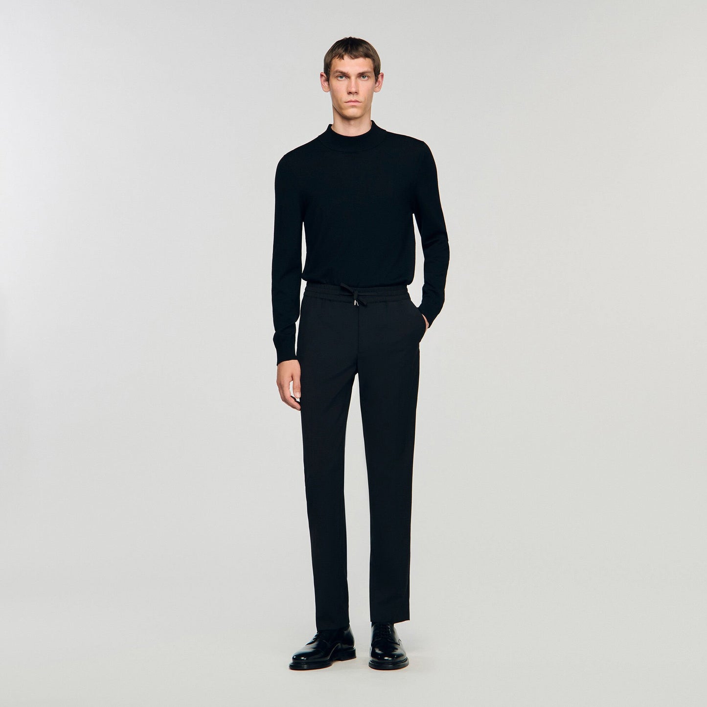 Sandro Elasticated straight-leg trousers Black