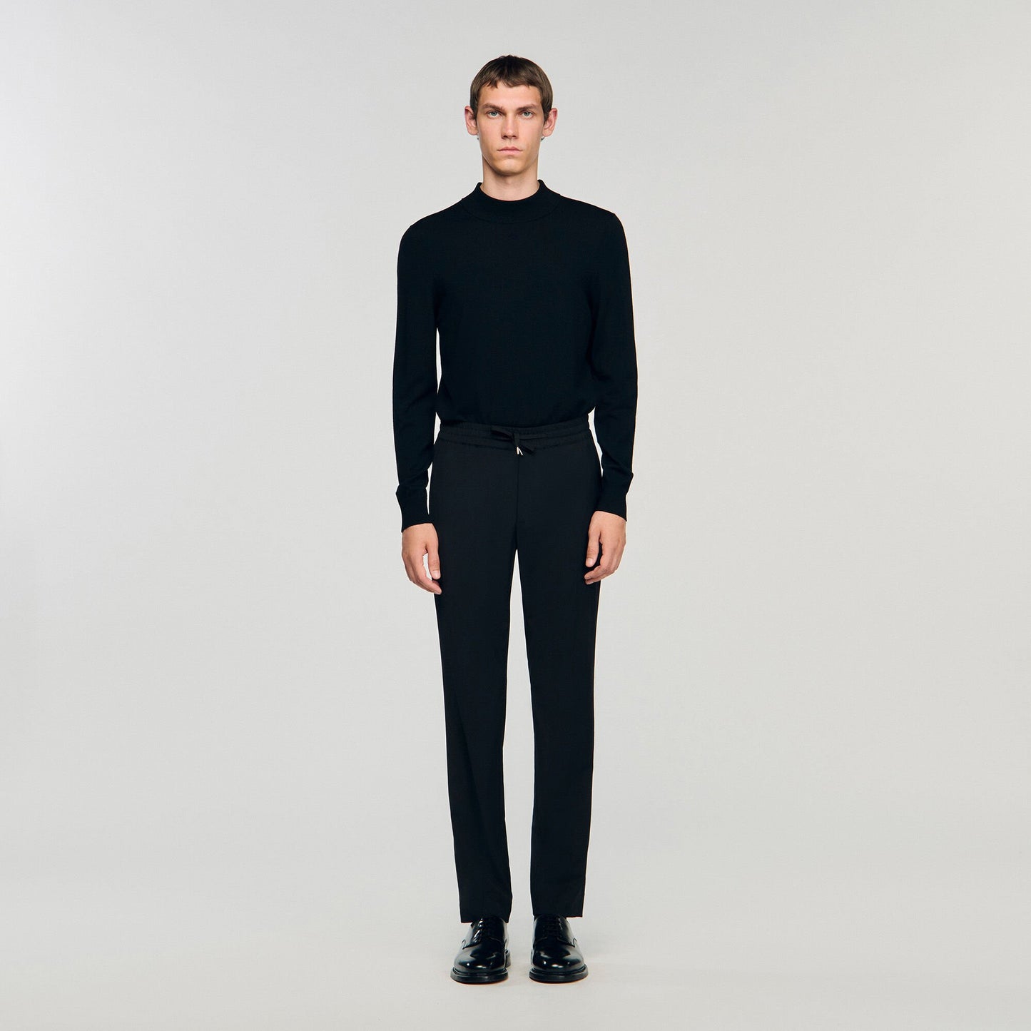 Sandro Elasticated straight-leg trousers Black