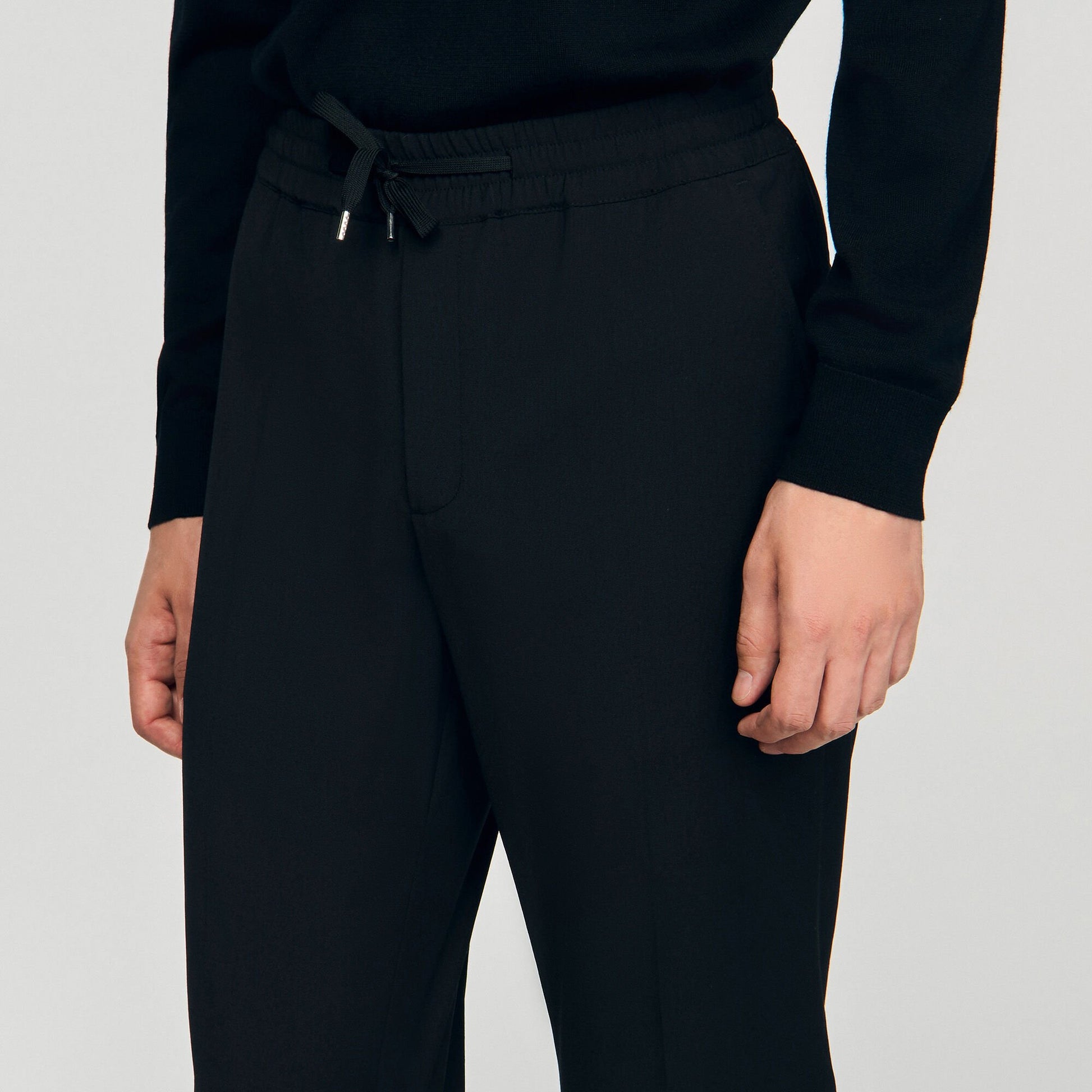 Sandro Elasticated straight-leg trousers Black