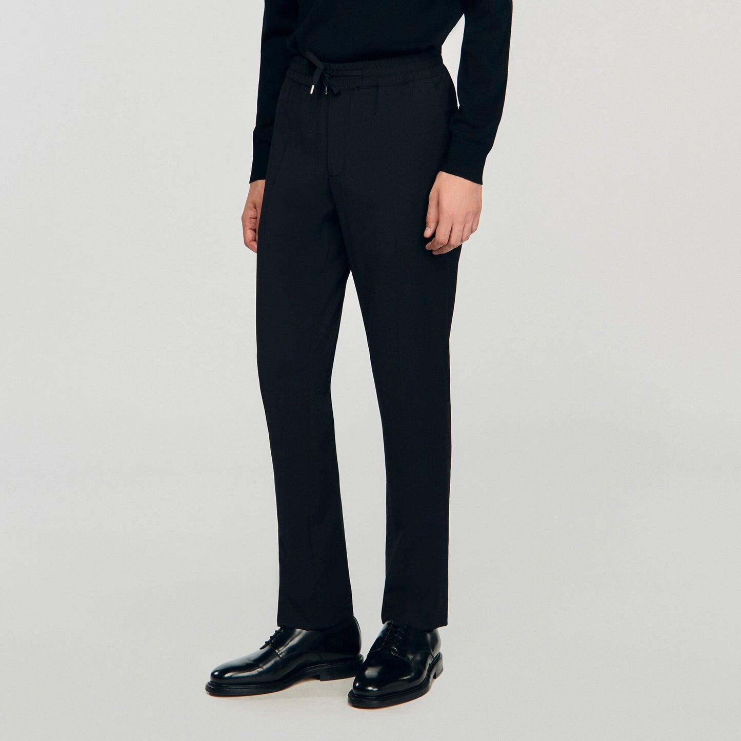 Sandro Elasticated straight-leg trousers Black
