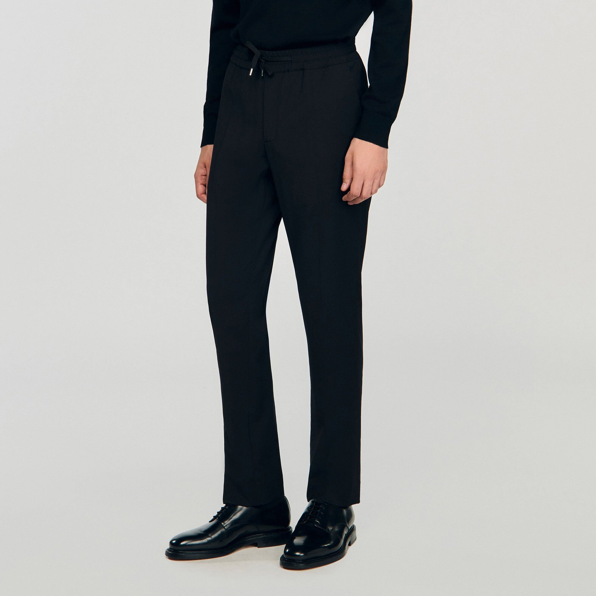 Sandro Elasticated straight-leg trousers Black