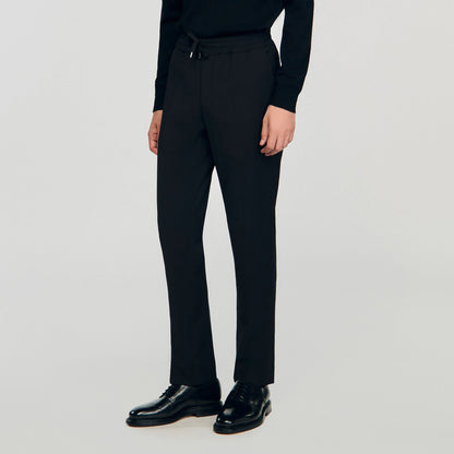 Sandro Elasticated straight-leg trousers Black