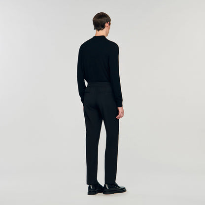 Sandro Elasticated straight-leg trousers Black