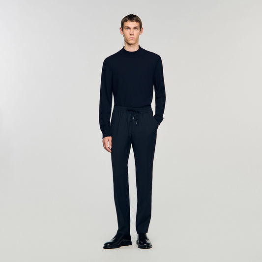 Sandro Elasticated straight-leg trousers Navy Blue