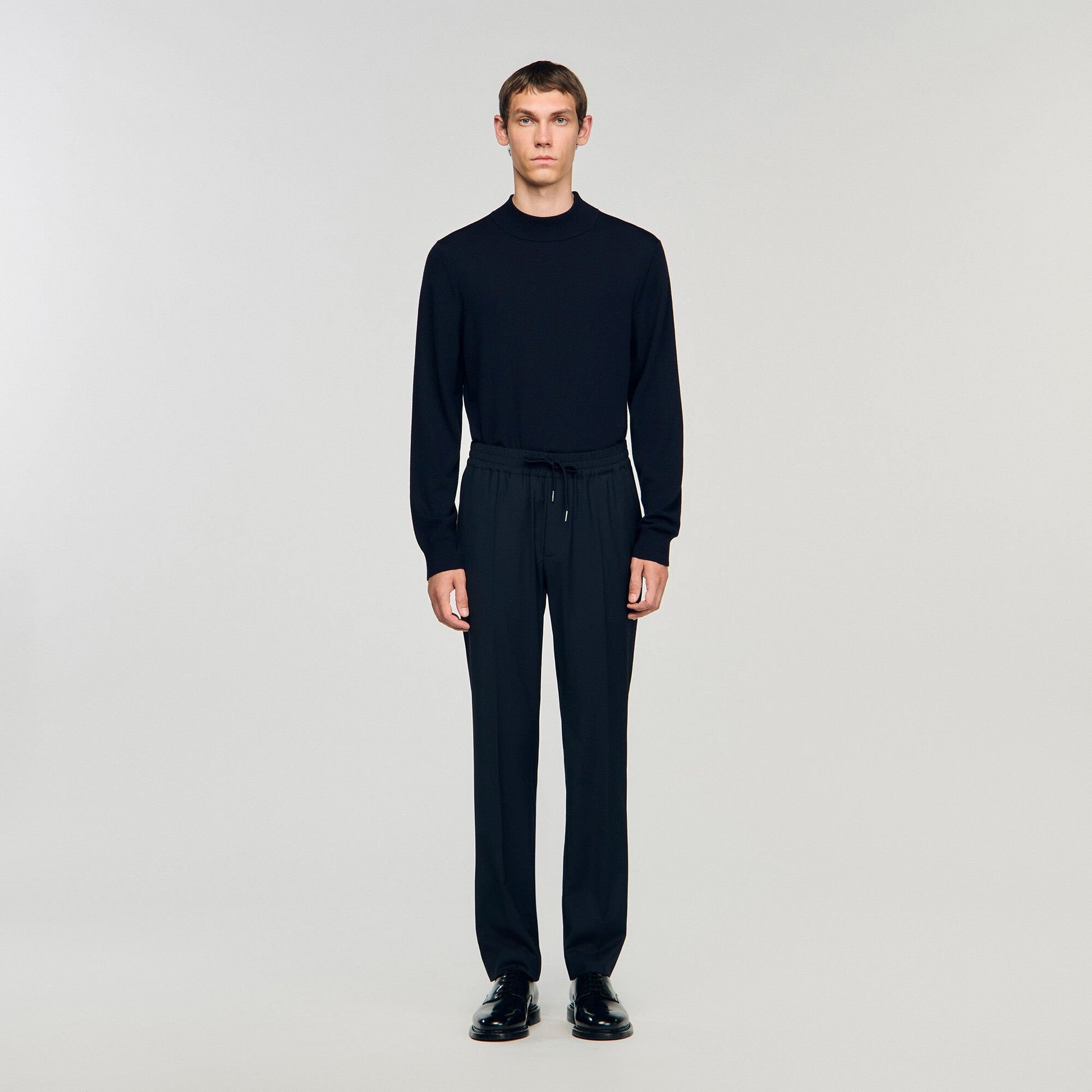 Sandro Elasticated straight-leg trousers Navy Blue
