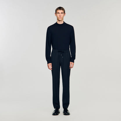 Sandro Elasticated straight-leg trousers Navy Blue