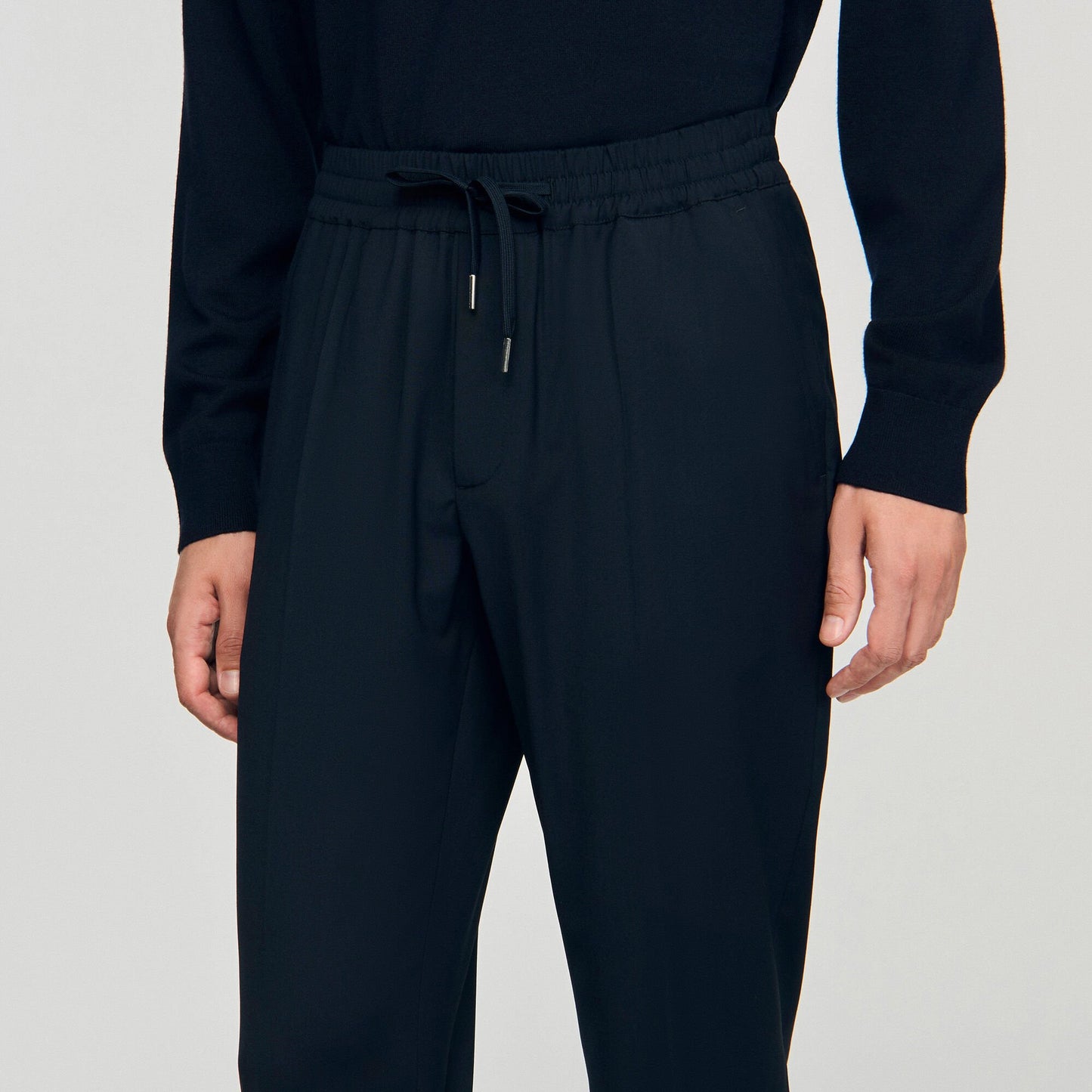 Sandro Elasticated straight-leg trousers Navy Blue