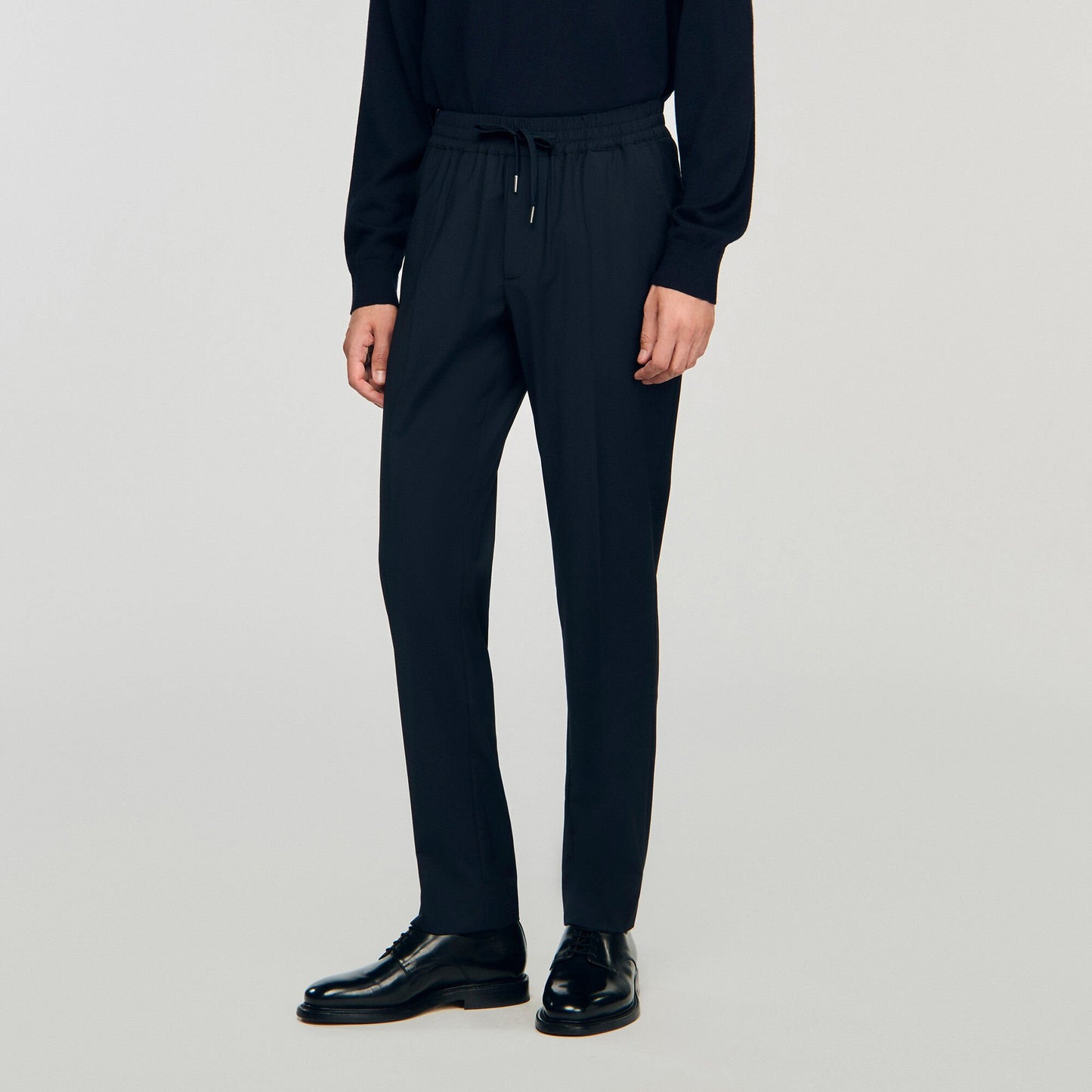 Sandro Elasticated straight-leg trousers Navy Blue