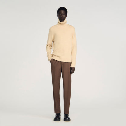 Sandro Elasticated straight-leg pants Tobacco Brown