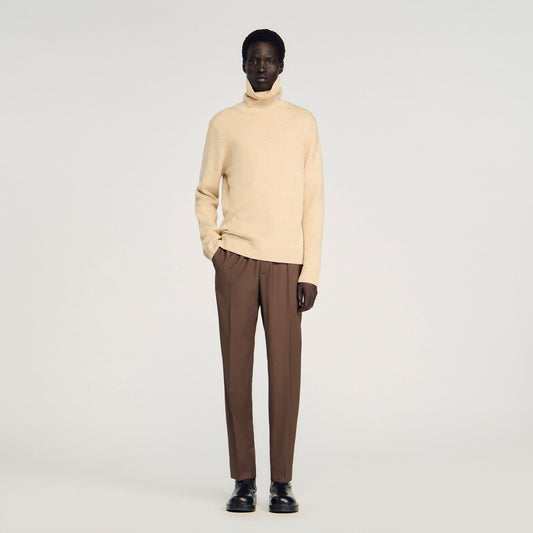 Sandro Elasticated straight-leg pants Tobacco Brown