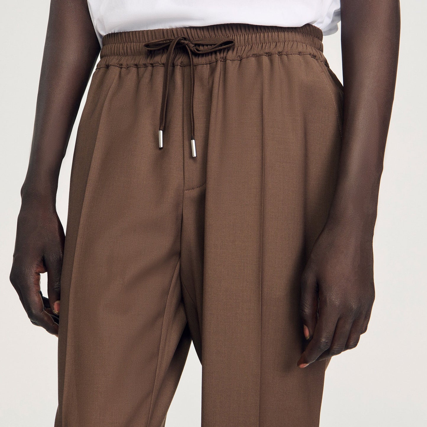 Sandro Elasticated straight-leg pants Tobacco Brown