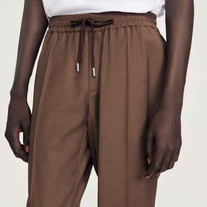 Sandro Elasticated straight-leg pants Tobacco Brown
