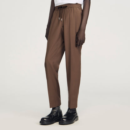 Sandro Elasticated straight-leg pants Tobacco Brown