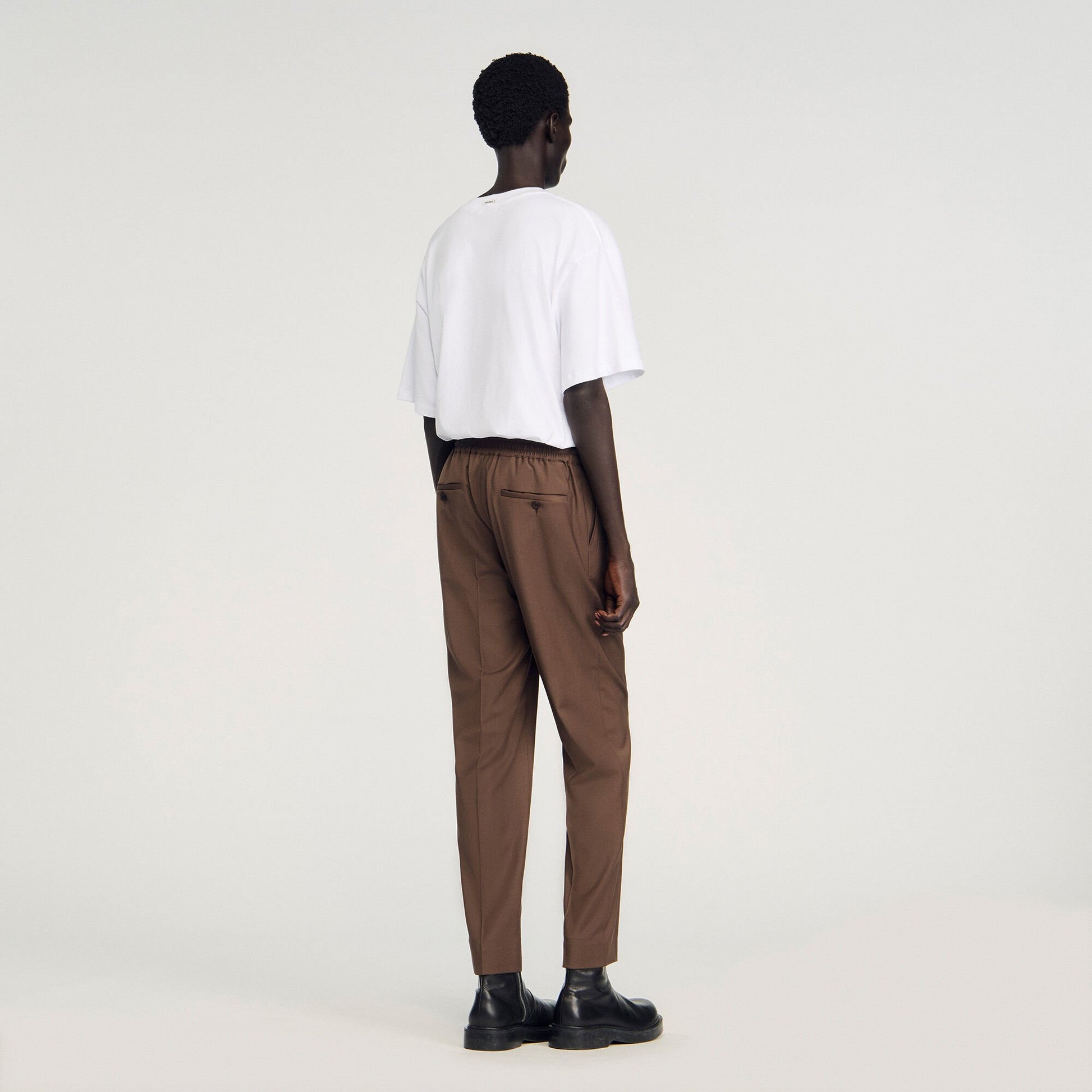 Sandro Elasticated straight-leg pants Tobacco Brown