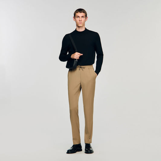 Sandro Elasticated straight-leg trousers Dark Sand
