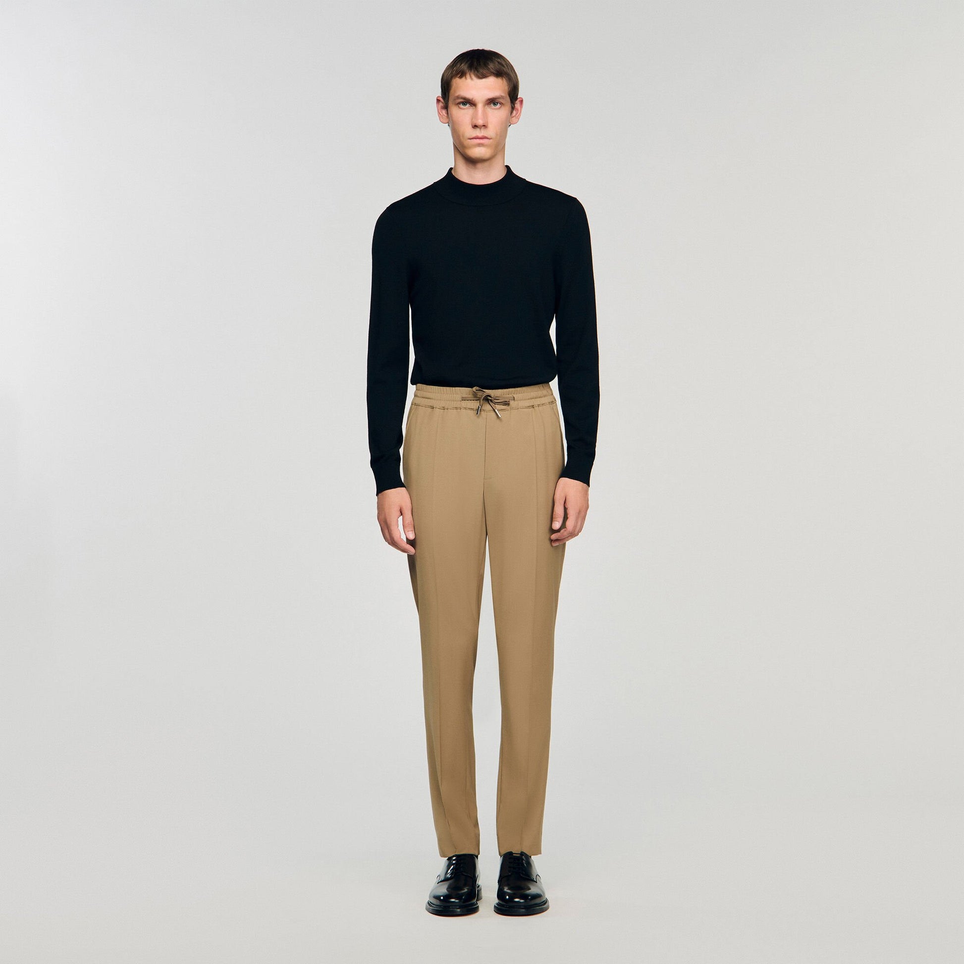 Sandro Elasticated straight-leg trousers Dark Sand