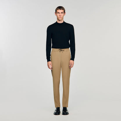 Sandro Elasticated straight-leg trousers Dark Sand