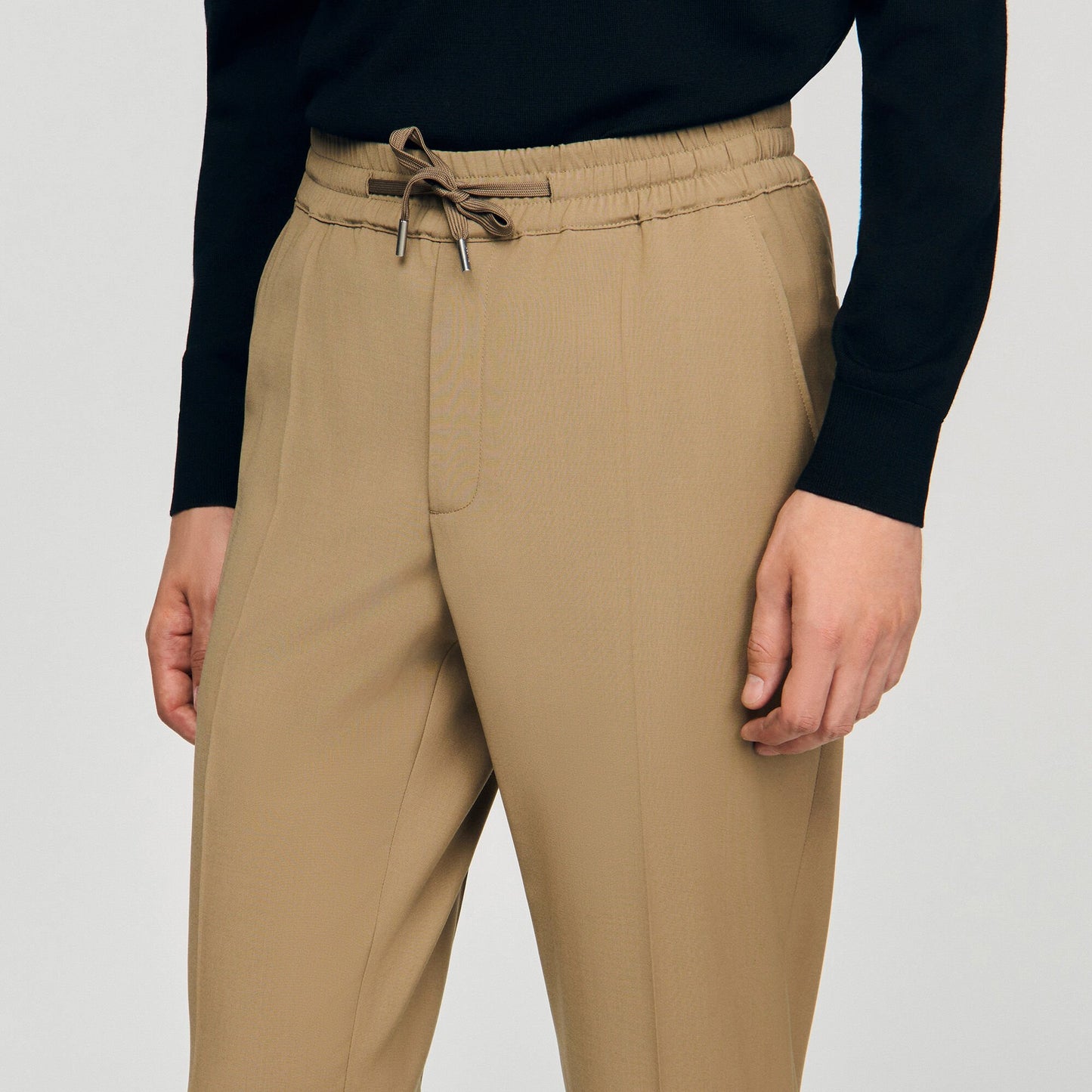 Sandro Elasticated straight-leg trousers Dark Sand