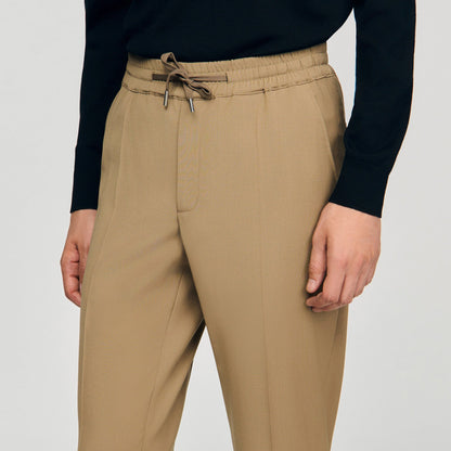 Sandro Elasticated straight-leg trousers Dark Sand