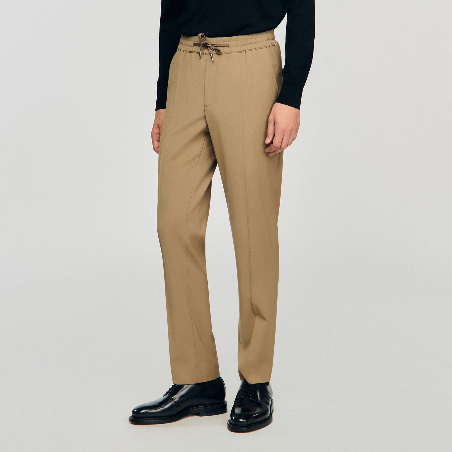 Sandro Elasticated straight-leg trousers Dark Sand