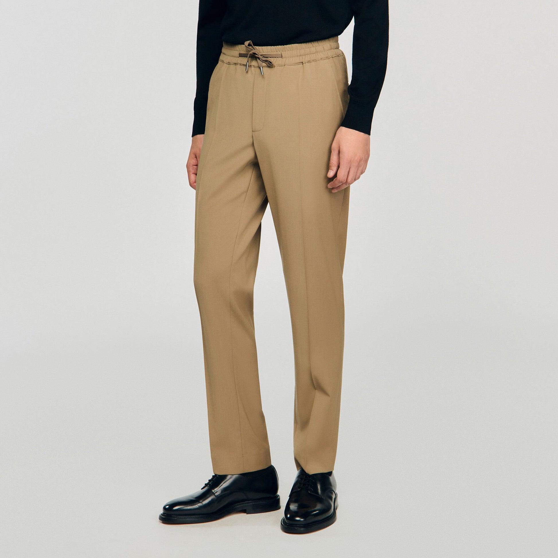Sandro Elasticated straight-leg trousers Dark Sand