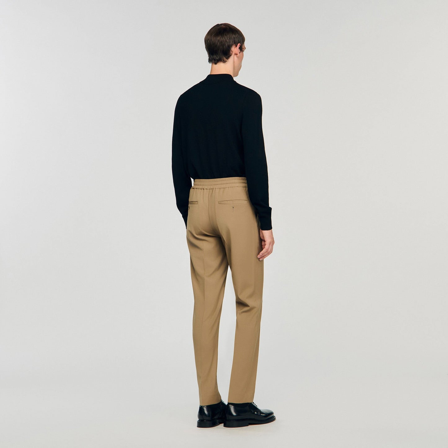 Sandro Elasticated straight-leg trousers Dark Sand
