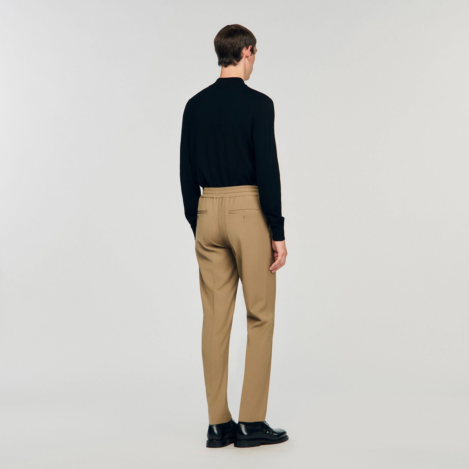 Sandro Elasticated straight-leg trousers Dark Sand