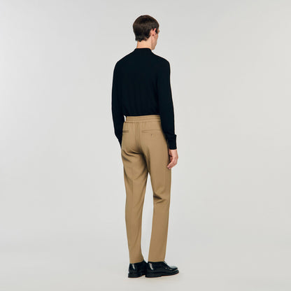 Sandro Elasticated straight-leg trousers Dark Sand