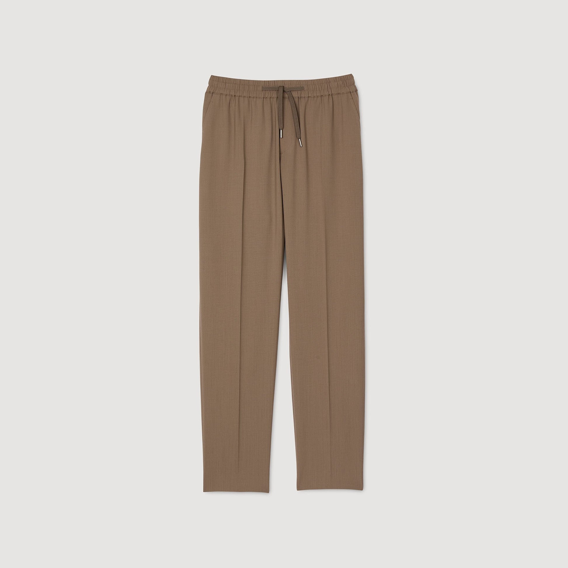 Sandro Elasticated straight-leg trousers Dark Sand