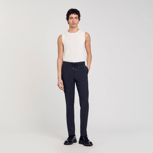 Sandro Elasticated straight-leg trousers Fonte