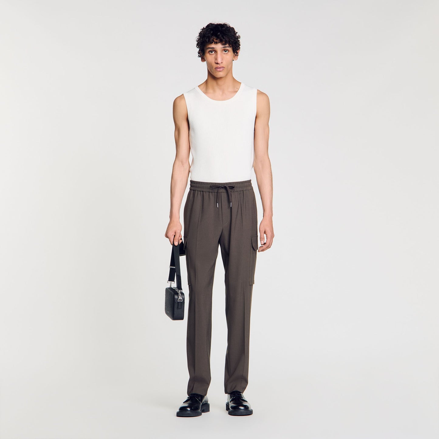 Sandro Elasticated cargo trousers Dark Kaki.