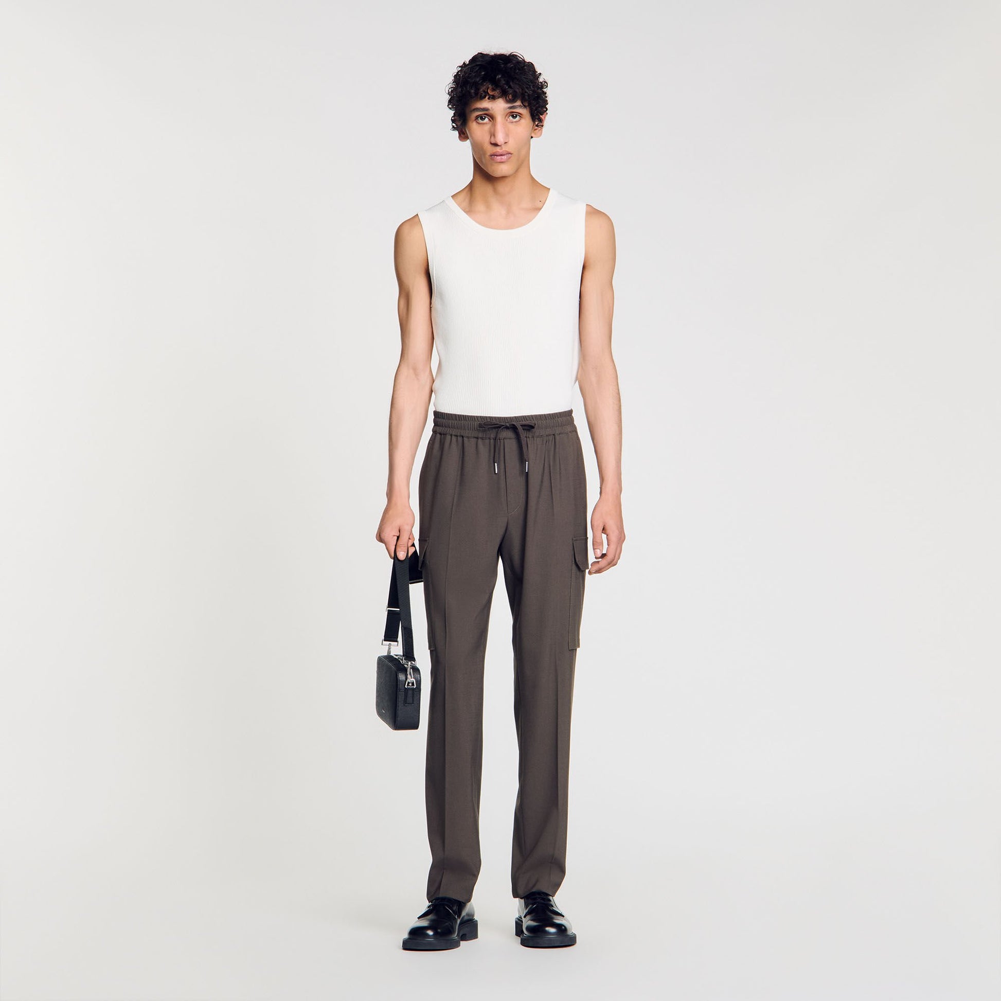 Sandro Elasticated cargo trousers Dark Kaki.