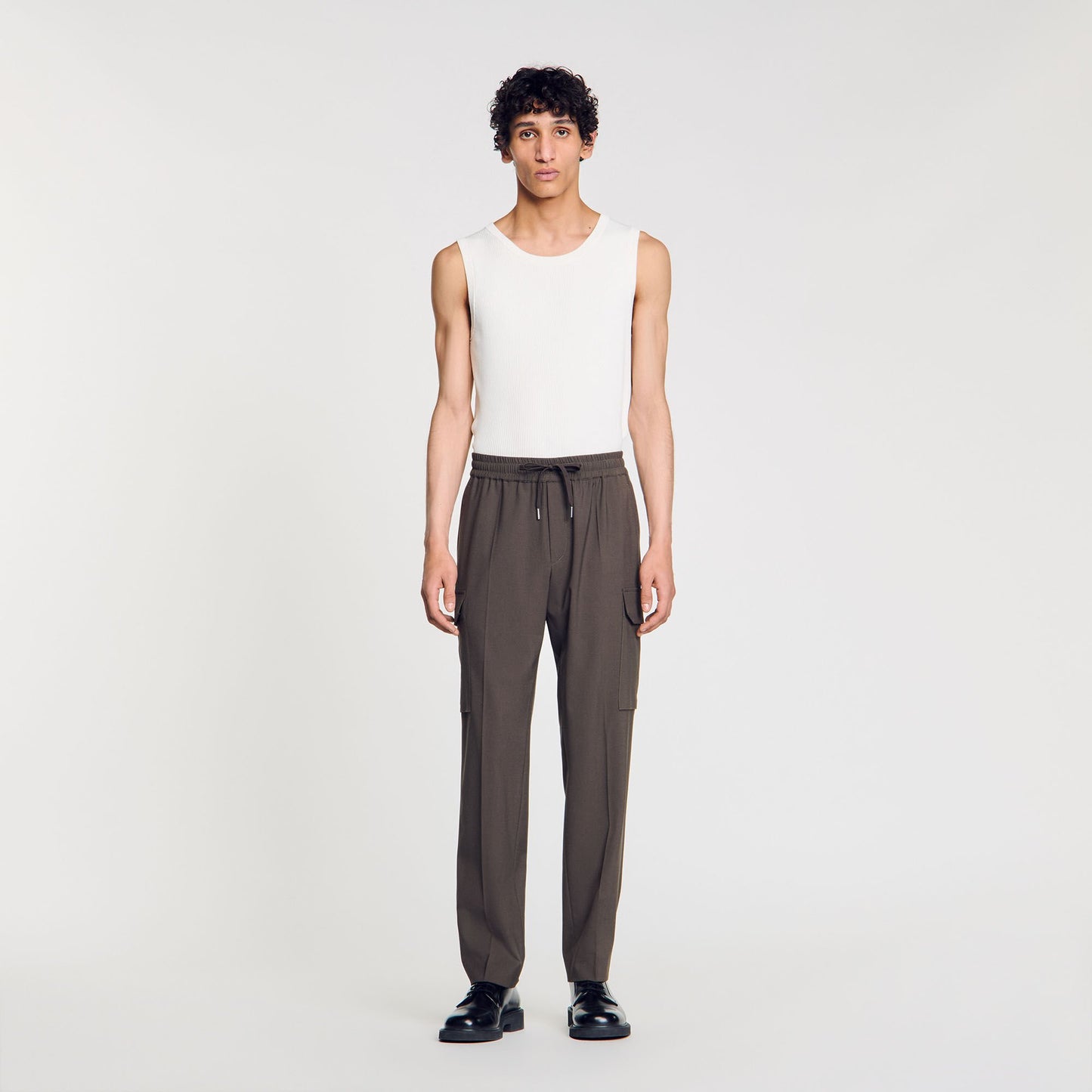 Sandro Elasticated cargo trousers Dark Kaki.