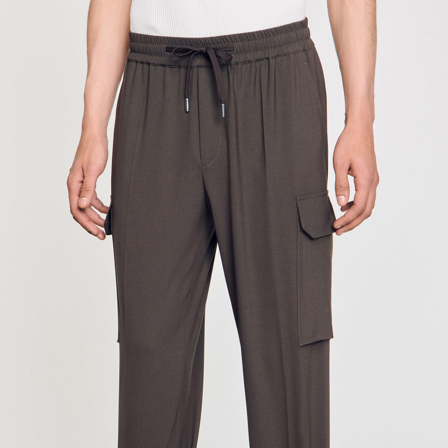 Sandro Elasticated cargo trousers Dark Kaki.