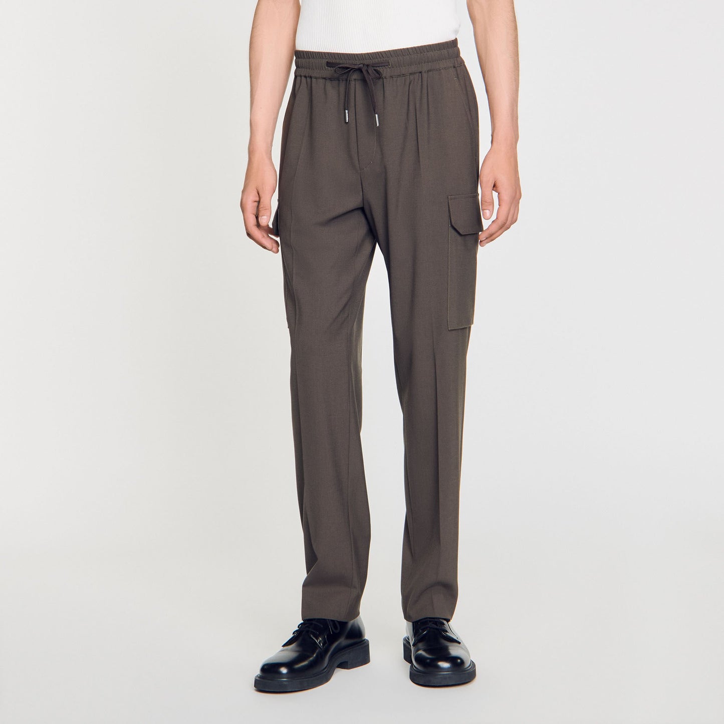 Sandro Elasticated cargo trousers Dark Kaki.