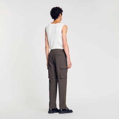 Sandro Elasticated cargo trousers Dark Kaki.