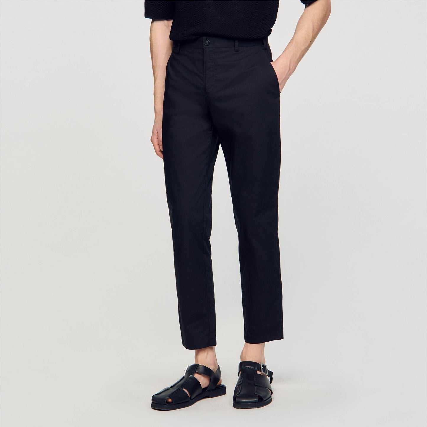 Sandro Cotton carrot-cut trousers Black