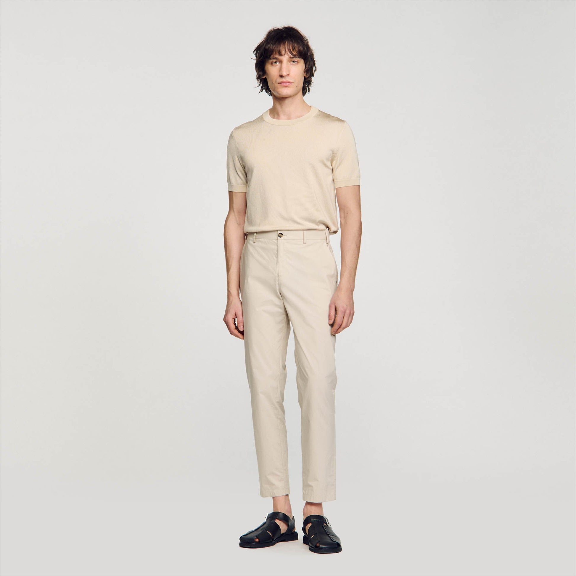 Sandro Cotton carrot-cut trousers Light Grey