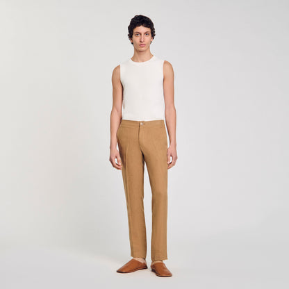 Sandro Linen trousers Dark Sand