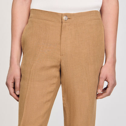 Sandro Linen trousers Dark Sand