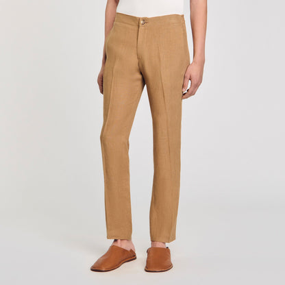 Sandro Linen trousers Dark Sand